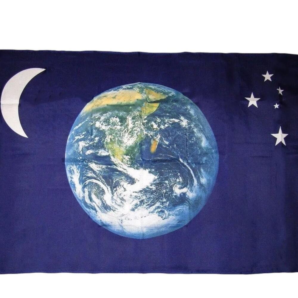 Earth, Crescent Moon and Stars 3'X5' Flag ROUGH TEX® 68D World Flag